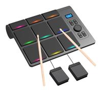 Pad de batterie numérique, batterie de table portable, avec pédale, deux haut-parleurs stéréo, mode d'édition MIDI, plusieurs modes d'alimentation, pour la maison, le studio et les performances live.