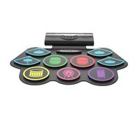 Pad de Batterie sans Fil pour Garçon et Filles, Kit Midi Noir | Silicone, 1000 Mah Rechargeable Usb, Liaison Ordinateur ou Tablette, Pratique à Emporter