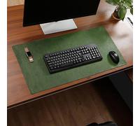 Pad de bureau de bureau en cuir authentique, Grand tapis de souris pour le jeu, Tampon d'écriture pour ordinateur portable sans glissement, Pas de ligne cousue(Green,60x40cm)