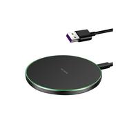 Pad de charge sans fil 20 W pour Samsung et iPhone, charge rapide par induction, design fin et compact, noir