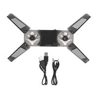 Pad de Refroidissement pour Ordinateur Portable DR - 2008A, Refroidisseur sans Fil pour Ordinateur Portable avec Deux Ventilateurs LED Bleus Transparents, Haut-Parleur intégré