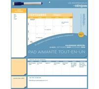 Pad mensuel calendrier aimanté tout-en-un 2026, sept. 2025-déc. 2026, organisation familiale