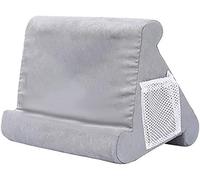 Pad Pillow de Tablette Souple avec Poche en Filet - Multi-Angle de Support pour Tablette, Livre ou Lecture, Coussin pour la Maison, Le lit, Le canapé, Magazines, Smartphones (Gris)