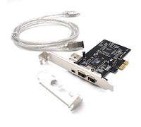Padarsey Carte d'extension PCIe 3 ports Firewire 1394 A, PCI Express (1X) vers adaptateur externe IEEE 1394 (2 x 6 broches + 1 x 4 broches) avec support discret pour PC de bureau et connexion DV
