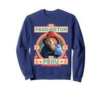 Paddington Bear in Pérou Pixel Inca Patterns Sweatshirt, Unisexe pour Adultes, Bleu Marine, L
