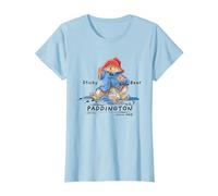 Paddington Sticky Bear Illustration Classique T-Shirt, Femme, Bleu Céleste, L