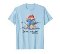 Paddington Sticky Bear Illustration Classique T-Shirt, Homme, Bleu Céleste, XL