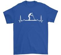 Paddle Boarding Pulse Paddleboard ECG T-shirt pour homme 100 % coton, bleu marine, L