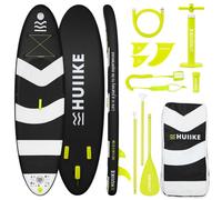 Paddle Gonflable Adulte Jet Noir avec des Accessoires de Qualité - HUIIKE | Stand Up Paddle avec Pagaie en Aluminium, Pompe, Leash