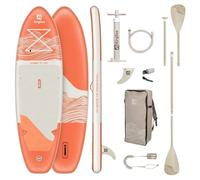 Paddle Gonflable AIRGLISS 11.0 JUSQU'A 2 Personnes (Max. 170kg) | Adulte ET Enfant | Stable ET DE Qualite | Complet avec Tous Les Accessoires : PAGAIE, GONFLEUR, Sac, AILERON, Leash (Corail)