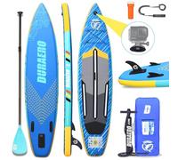 Paddle Gonflable Planche de Stand up Paddle Gonflable, 330 x 76 x 15 cm, jusqu'à 150 kg, Support GO-Pro, Accessoires complets (Bleu)