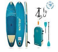 Wattsup - Sup Stand Up Paddle Gonflable Marlin 12'5-378x89x15cm Dropstitch - Pack Complet : Pagaie Leash Pompe Sac de Transport - Jusqu'à 185kg -Bleu