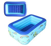 Paddling Pool Large PVC Rectangular Garden Inflatable Swimming Pool for Kids Adults Family Outdoor Summer Water Play Backyard