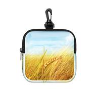 Paddy Rice Field Pochette carrée à fermeture éclair avec impression intégrale, tissu en caoutchouc imperméable, léger et durable pour pièces de monnaie, cartes, clés