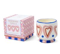 Paddywax Bougie parfumée Dopo en céramique peinte à la main - 226 g - Cœurs - Vanille et palissandre