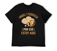 Padel and Beer That's Why I'm Here T-Shirt Funny Beer Padel Tennis Fans Vintage T-Shirts CasualCotton Men Clothing Black