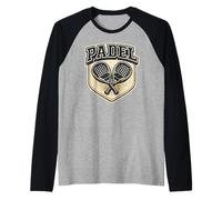 Padel Shield Crossed Pala Tennis Player Cadeau Vintage Manche Raglan
