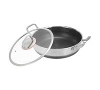 Padella In Acciaio Inossidabile Con Coperchio - Pentola Antiaderente In Acciaio Inossidabile Con Doppia Maniglia E Coperchio - Padella Grande Da Cucina Per Casa, Ristorante, Campeggio, Scottare E Cott