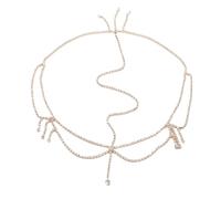 PADGCNOR Chaîne de tête Bridal Head Chain Bling Crystal Tassel Forehead Hair Jewelry Headband for Women Wedding Bride Headdress(Gold)