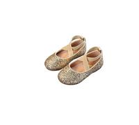 PADGCNOR Chaussures de Princesse for Filles, Ballerines Danse à Semelle Souple, Trois Couleurs, Roses Scintillantes, Mignonnes, 26-35 Halloween Noël(Gold,35(Insole 22cm))