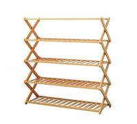 PADGCNOR Étagère de Rangement for entrée, Couloir, étagère à Chaussures Pliable Multicouche en Bambou, Meuble Maison, Organisateur Peu encombrant pour Petit Espaces(4 Layer 70cm)