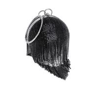 PADGCNOR Evening Clutch Bag Sacs de soirée à anneau circulaire main boule ronde en métal strass Pochette élégante Petits portefeuilles mariage(Black)