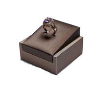 PADGCNOR Presentoir Collier Brown PU Leather Bracelet Pendant Necklace Jewellery Display Counter Stand Holder Bust Ring Earrings Presentation Shelf(Bilateral Ring Stand)