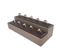 PADGCNOR Presentoir Collier Brown PU Leather Bracelet Pendant Necklace Jewellery Display Counter Stand Holder Bust Ring Earrings Presentation Shelf(Tall and Short)