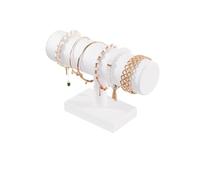 PADGCNOR Presentoir Collier White Leather Pendant Necklace Chain Jewellery Display Bust Mannequin Stand Holder Rack Bracelet Earrings Ring Counter Organizer(Bangle Stand T bar)