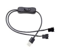 Padivine Câble d'alimentation USB vers 3 broches / 4 broches PWM 5 V pour ventilateur USB avec gaine - Câble adaptateur de ventilateur de boîtier avec interrupteur marche/arrêt