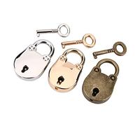PADLOCK METAL LOCK SILVER GOLD BRONZE ANTIQUE SKELETON KEY NOTEBOOK SET LOCKING SECURITY 3PCS SUITCASE JEWELRY DIARY