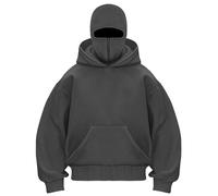 PADOLA Cagoule 1/4 Zip Pull Homme Balaclava Sweats à Capuche Polaire Uni Y2K Hoodie Grande Taille Sweatshirts Coupe Vent Veste mi Saison Masque Vélo Moto Manteau Blouson Hiver Chaud (L, Gris)