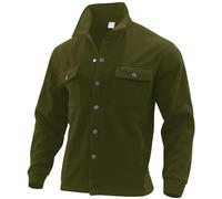 PADOLA Chemise Homme Manches Longues Col Cassé Veste mi Saison Automne Boutons-Pression Manteau avec Fine Doublure Polaire Blouson de Travail avec Poches Poitrine Cargo Surchemise (Vert Armée, M)