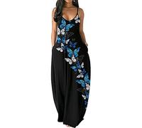 PADOLA Robe Femme Chic Bohème avec Poche Bretelles Spaghetti Longue Floral de Plage été Décontractée Vintage Grande Taille sans Manche