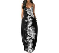 PADOLA Robe Femme Chic et Elegant Bohème avec Bretelles Spaghetti Maxi Floral Robe de Plage Longue Décontractée Vintage Grande Taille sans Manche (8 Vague Blanche, XXL)