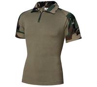 PADOLA Tactique Tee Shirt Homme 1/4 Zip Combat T Shirt Camouflage Militaire Tshirt Été Cargo T-Shirts à Manches Courtes Multi-Poches Chemise de Travail Tenue Militaire Chasse (S, 2 Vert Camo)