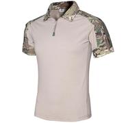 PADOLA Tactique Tee Shirt Homme 1/4 Zip Combat T Shirt Camouflage Militaire Tshirt Été Cargo T-Shirts à Manches Courtes Multi-Poches Chemise de Travail Tenue Militaire Chasse (S, 3 Kaki Vert)