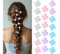 Padorul Lot de 20 petites pinces à cheveux antidérapantes pour femme, mini trèfle à quatre feuilles multicolores en plastique, accessoires pour un usage quotidien