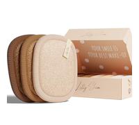Pads Démaquillants Lavables et Réutilisables Lilly Skin - Lingettes Carrées Microfibres Nettoyantes et Exfoliantes pour la Peau du Visage - Boîte de 7 Pads en Tissu Simili Coton - Nude Edition