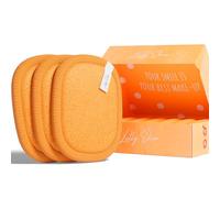 Pads Démaquillants Lavables et Réutilisables Lilly Skin - Lingettes Carrées Microfibres Nettoyantes et Exfoliantes pour la Peau du Visage - Boîte de 7 Pads en Tissu Simili Coton - Pêche Royale