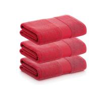 PADUANA Lot de 3 Serviettes de Douche 100% Coton peigné à séchage Rapide, Absorption maximale Bordeaux 70 x 140 cm