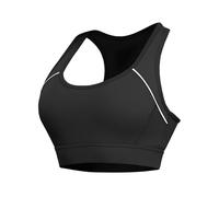 Paeceioni Soutien-gorge de sport pour femme à fort impact, sans couture, dos nageur rembourré, soutien confortable, soutien-gorge de course réglable pour femme à fort impact, Noir , L