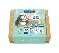 PAEDIPROTECT Bonjour Kit de soins pour nouveau-né et enfant, 5 pièces, de l'huile nourrissante pour bébé à l'additif de bain doux, sans microplastique, végétalien