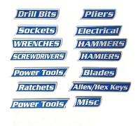 PAEFIU Lot de 12 Étiquettes Magnétiques pour Boîte à Outils, Réutilisables Étiquettes de Rangement, étiquettes de Tiroir, pour Coffre à Outils de Taille, Fortes Magnétiques & Faciles à Lire (Bleu)