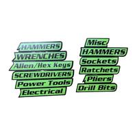 PAEFIU Lot de 12 Étiquettes Magnétiques pour Boîte à Outils, Réutilisables Étiquettes de Rangement, étiquettes de Tiroir, pour Coffre à Outils de Taille, Fortes Magnétiques & Faciles à Lire (Vert)