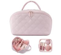 PAEFIU Trousse de Toilette Femme, Trousse Maquillage Grande Capacité avec Poignée, Multi-Fonctionnelle Pochette Maquillage de Voyage, pour Makeup, Accessoires Bebe Ou Voyage, Cosmétique (Rose)