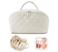 PAEFIU Trousse de Toilette Femme, Trousse Maquillage Grande Capacité avec Poignée, Multi-Fonctionnelle Pochette Maquillage de Voyage, pour Makeup, Accessoires Bebe Ou Voyage, Cosmétique (Blanc)