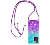 Paekear Collier pour Xiaomi Redmi 10 Silicone Coque, Glitter Liquide Filles Femmes Étui Housse, Étincelle À Bandoulière Et Cordon Collier avec Réglable Cordon Lanière Pochette
