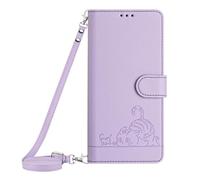 Paekear Coque avec Cordon pour Huawei P Smart 2019 / Honor 10 Lite, PU Cuir Silicone Cover avec Fente pour Carte Tour de Cou Lanière, Slim Necklace Case Anti-Choc Bumper Housse Etui & Collier, Violet