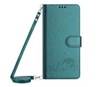Paekear Coque avec Cordon pour Huawei P60 /P60 Pro, PU Cuir Silicone Cover avec Fente pour Carte Tour de Cou Lanière, Slim Necklace Case Anti-Choc Bumper Housse Etui & Collier, Vert foncé